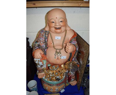LARGE CERAMIC CHINESE BUDDHA 20TH CENTURY MANUFACTURE