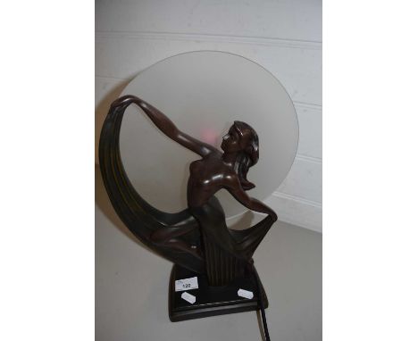 ART DECO STYLE BRONZED RESIN FIGURAL TABLE LAMP