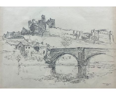 Frederick (Fred) Lawson (British 1888-1968): Richmond Castle and Bridge, pencil signed and dated 1925, 24cm x 34cmCondition R