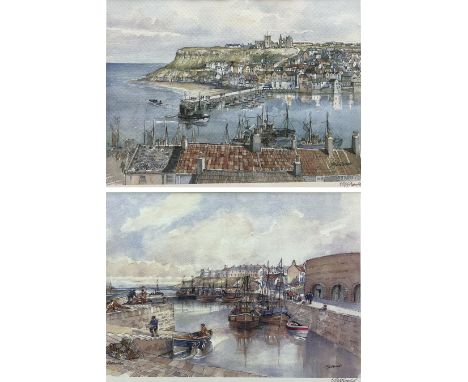 J MacDonald (British Contemporary): 'Whitby' and 'Seahouses', pair colour prints signed in pencil 22cm x 30cm (2)