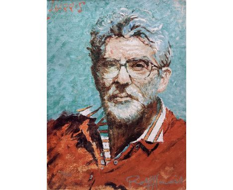 Rolf Harris (Australian 1930-): 'Self Portrait in Striped Shirt', limited edition giclee print on board signed and numbered 1