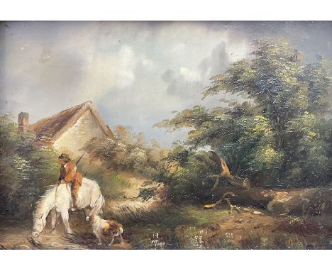 Continental School (20th century): Horse and Rider in a Village Scene, oil on panel unsigned 11cm x 16cm