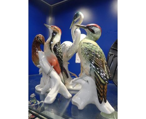 KARL ENS; A COLLECTION OF CERAMIC BIRDS (4)