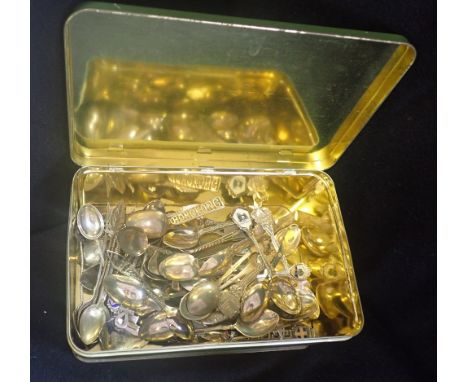 A COLLECTION OF SILVER AND PLATED SPOONS, some with enamel crests
