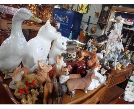 A PAIR OF VICTORIAN BISQUE FIGURES OF CHILDREN CARRYING PAILS, and other ceramic ornaments