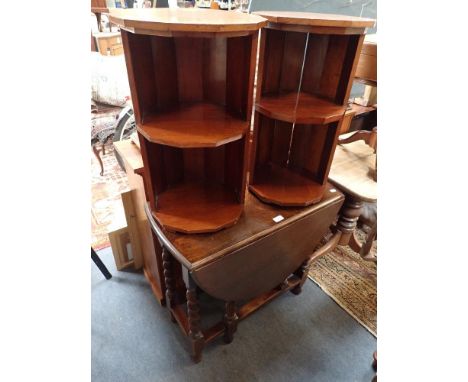 A PAIR OF ART DECO MAHOGANY BEDSIDE TABLES and a gateleg table