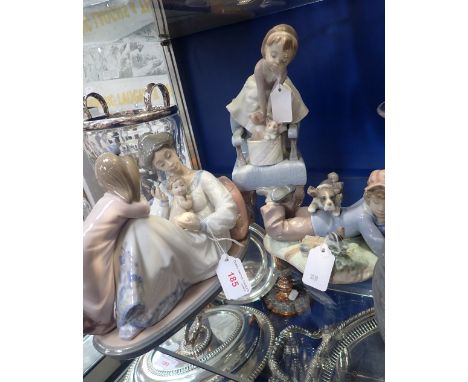 LLADRO; A STUDY OF A WOMAN WITH HER BABY and two similar studies, all with boxes