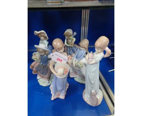 LLADRO; A COLLECTION OF STUDIES OF GIRLS (6) (with boxes)