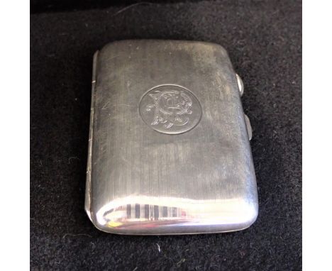 A SILVER CIGARETTE CASE, with engine turned decoration, approx 1.6oz, 8cm x 5cm