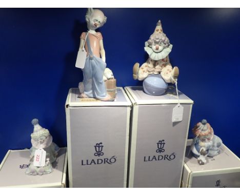 LLADRO; A COLLECTION OF CLOWN FIGURES (4) (with boxes)