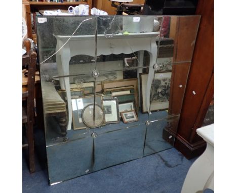 AN ART DECO STYLE MIRROR 100cm wide(damaged) 