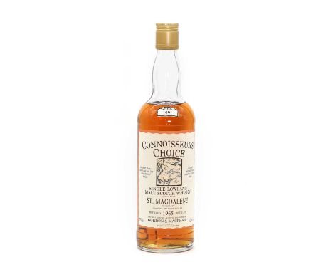 St Magdalene - 26 years old - distilled 1965 labelled 'Connoisseurs Choice, Single Lowland Malt Scotch Whisky, distilled at, 