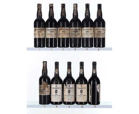 A selection of Vintage Ports comprising 7 x Cockburn's 1985 and 4 x Warre's 1985
(11)Condition ReportCockburns - losses to ca