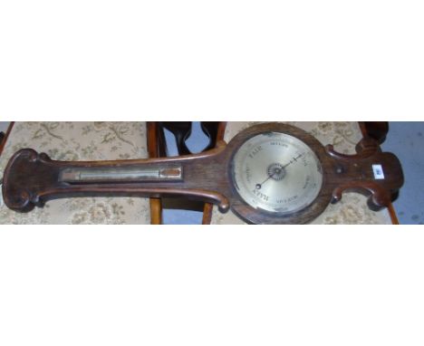 A Victorian Rosewood Banjo Barometer and Thermometer.