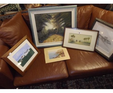 A North African Scene Watercolour, with indistinct signature l.r. R. M**.., and having a Victor Waddington label verso, toget