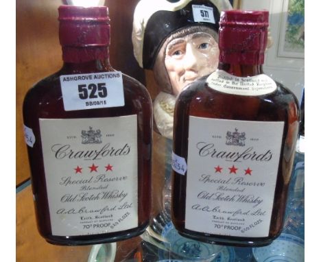 Two Naggin Bottles of Crawford's Special Reserve, Blended Old Scotch Whisky, 70 proof. Leith Scotland. 6 2/3fl. ozs (2).