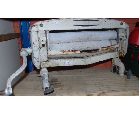 A Vintage Acme Clothes Mangle, and a Box of Garden Clippers & Other Tools.