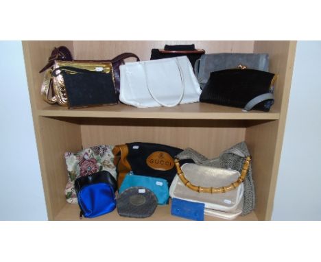 Two Shelves Of Handbags And Wallets,  including designs from Gucci and Christian Dior