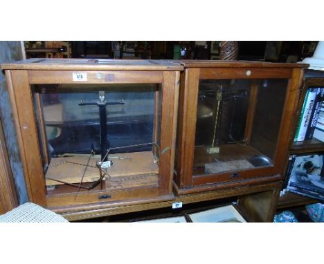 Two 19th Century Harris Scales, both cased, one as found.