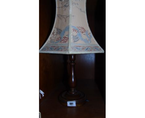 A 20th Century Table Lamp With Hand Painted Shade.