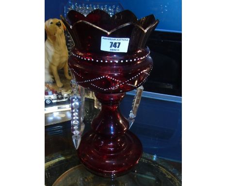 A Ruby Glass & Enamelled Lustre.