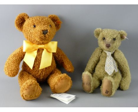 TWO MODERN STEIFF BEARS, 'Tramp' with certificate, limited edition 566/1500 and a 2017 Cosy Year Bear, 29 and 35 cms long res