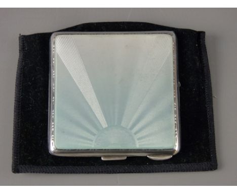A LADY'S PART SILVER & ICE ENAMEL SQUARE POWDER COMPACT, Birmingham 1945