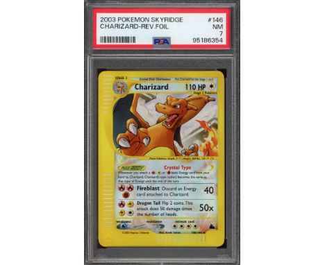 The Pokémon TCG - PSA 7 Charizard Reverse Foil from the Skyridge set is a highly coveted collectible card known for its iconi