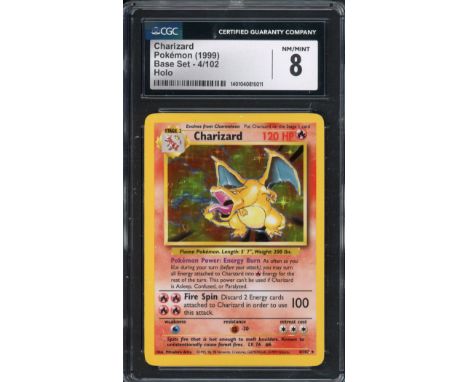 The Pokémon TCG - CGC 8 MINT Charizard 1999 Base Set - Unlimited (4/102) Holo is an iconic collectible that captures the nost