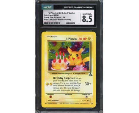The Pokémon TCG - CGC 8.5 Birthday Pikachu - Black Star Promo #24 is a delightful collectible card that holds a special place