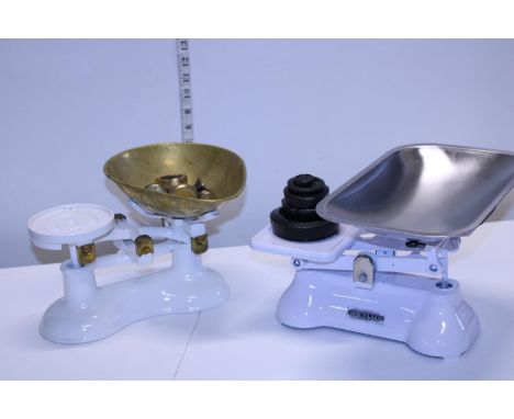 Two sets of vintage style scales and weights. Shipping unavailable 