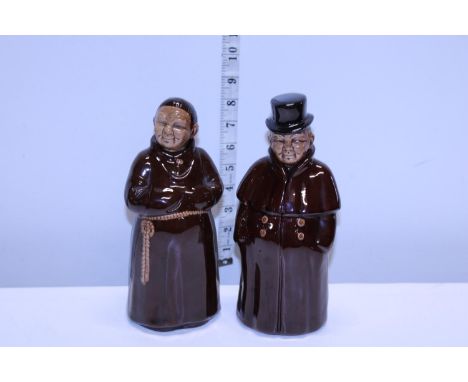 Two ceramic novelty decanters (one with chip to hat) 