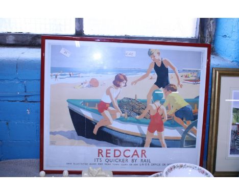 A vintage framed LMER style advertising poster 