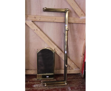 A brass adjustable fire fender and brass fire screen, shipping unavailable 