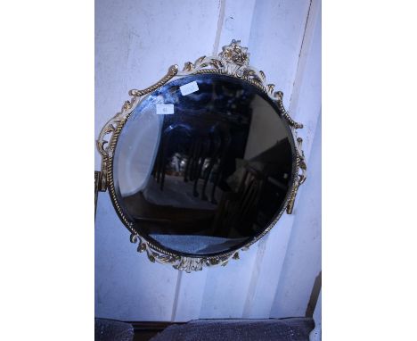 A vintage gilt framed bevelled edge mirror, shipping unavailable 