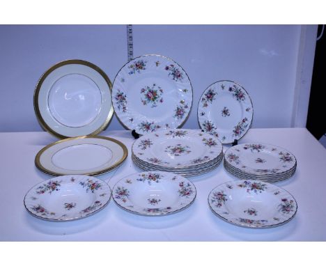 A selection of Minton plates and bowls in the 'Marlow' pattern and three Minton plates in the 'Buckingham' pattern 