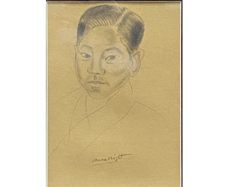 DAME LAURA KNIGHT RA (1877-1970) A.R.R. Portrait of a Chinese boy Pencil Signed 23cm x 16cm