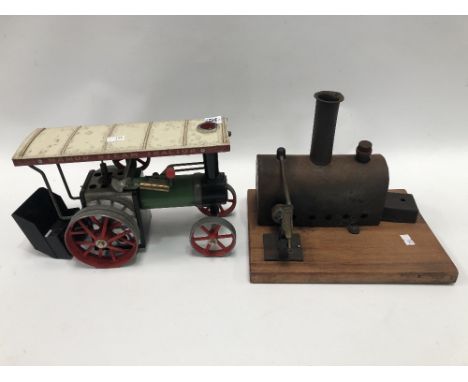 Mamod steam tractor; together with a horizontal steam engine (2)