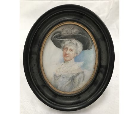 A miniature portrait of an Edwardian lady 11 x 9cm