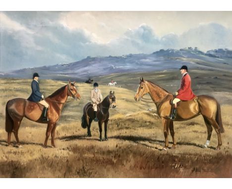 JOAN MARSHALL  Hunting on the North Cornwall Moors Oil on canvas Signed 60 x 80cm