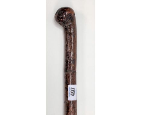 A rare shillelagh swordstick, with 70cm triangular section blade, length 97.5cm.