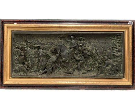 Bronzed metal relief panel depicting Napoleon's entry into Madrid 'THE EVENTS ON WAR ARE IN THE HANDS OF PROVIDENT ALONE' Mod