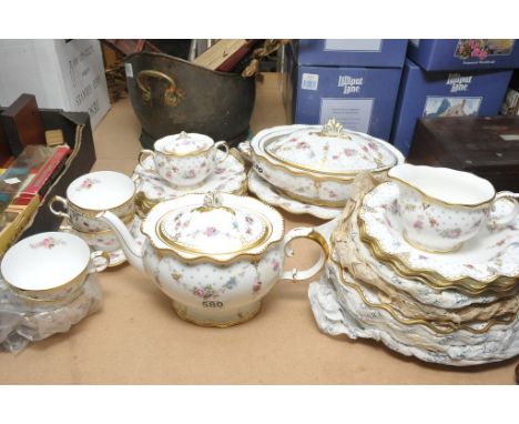 A Royal Crown Derby Royal Antoinette pattern part tea and dinner service