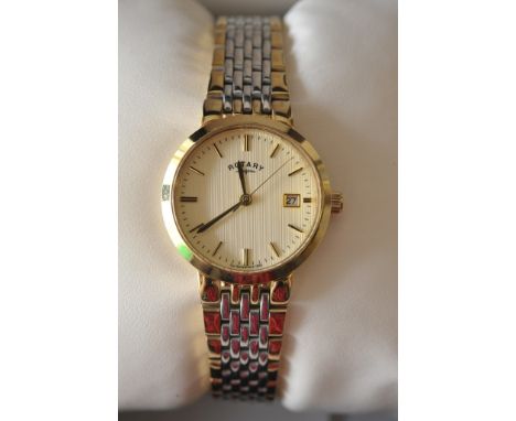 A boxed lady's Rotary wristwatch on two tone bracelet strap