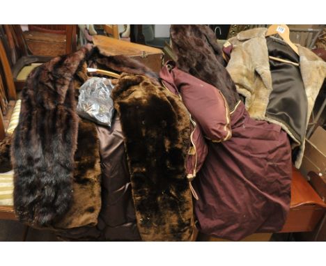 Three vintage fur coats and stoles