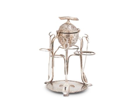 A LATE VICTORIAN ELECTRO-PLATED LEMON SQUEEZER OR PRESS HUKIN & HEATH, REG. NO. 78211 FOR 1887 Stamped 6340, the hinged body 