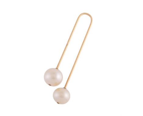IBU, A FRENCH GOLD COLOURED SIMULATED PEARL ACCESSORY PINWith polished bar to screw on simulated pearl orbs, stamped IBU with