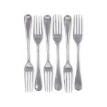 A SET OF SIX GEORGE III OLD ENGLISH BEAD TABLE FORKS, THOMAS NORTHCOTE