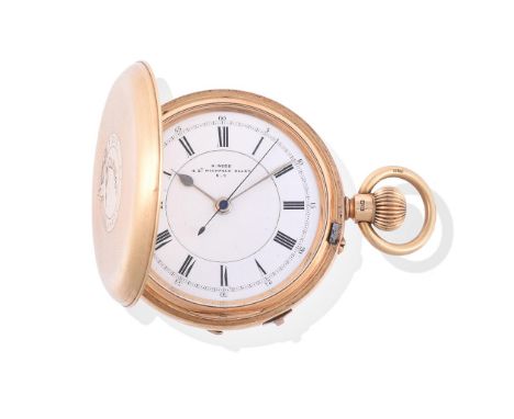 H. WOOD18 CARAT GOLD KEYLESS WIND FULL HUNTER POCKET WATCH, NO. 28140, CIRCA 1901Movement: Three quarter plate movement, bime