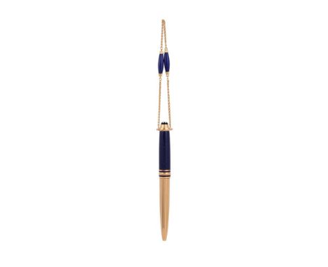 MONTBLANC, MEISTERSTÜCK SOLITAIRE, RAMSES IIA SPECIAL EDITION BALLPOINT PEN, CIRCA 1995Cap and Barrel: lapis lazuli and lacqu